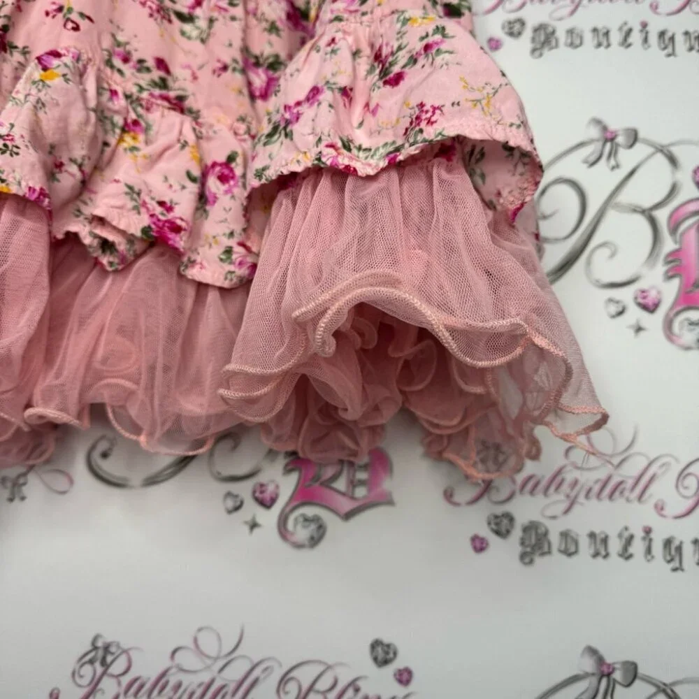 BOBL kid dress ruffle tutu bottom floral flowers pink yellow ribbonn tie straps